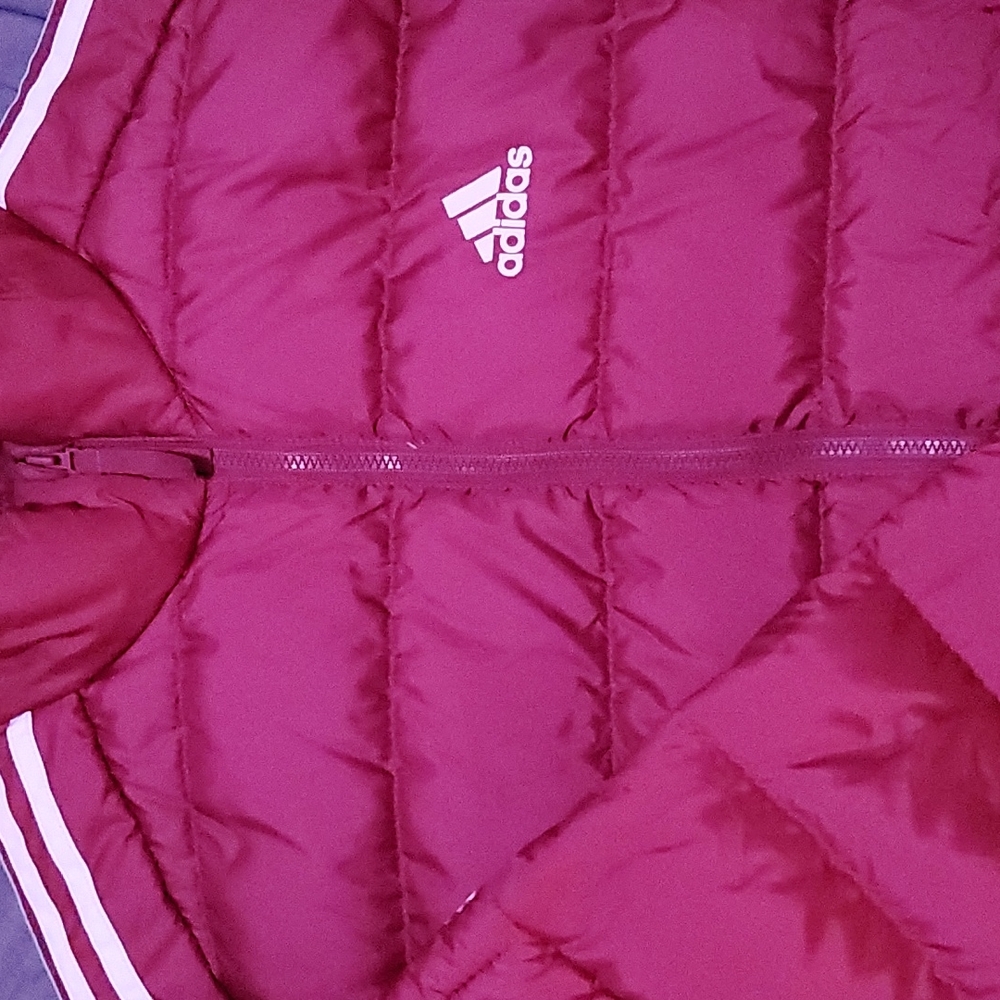 Adidas Down Insulated Puffer Jacket Women's Burgundy Maroon Wine White